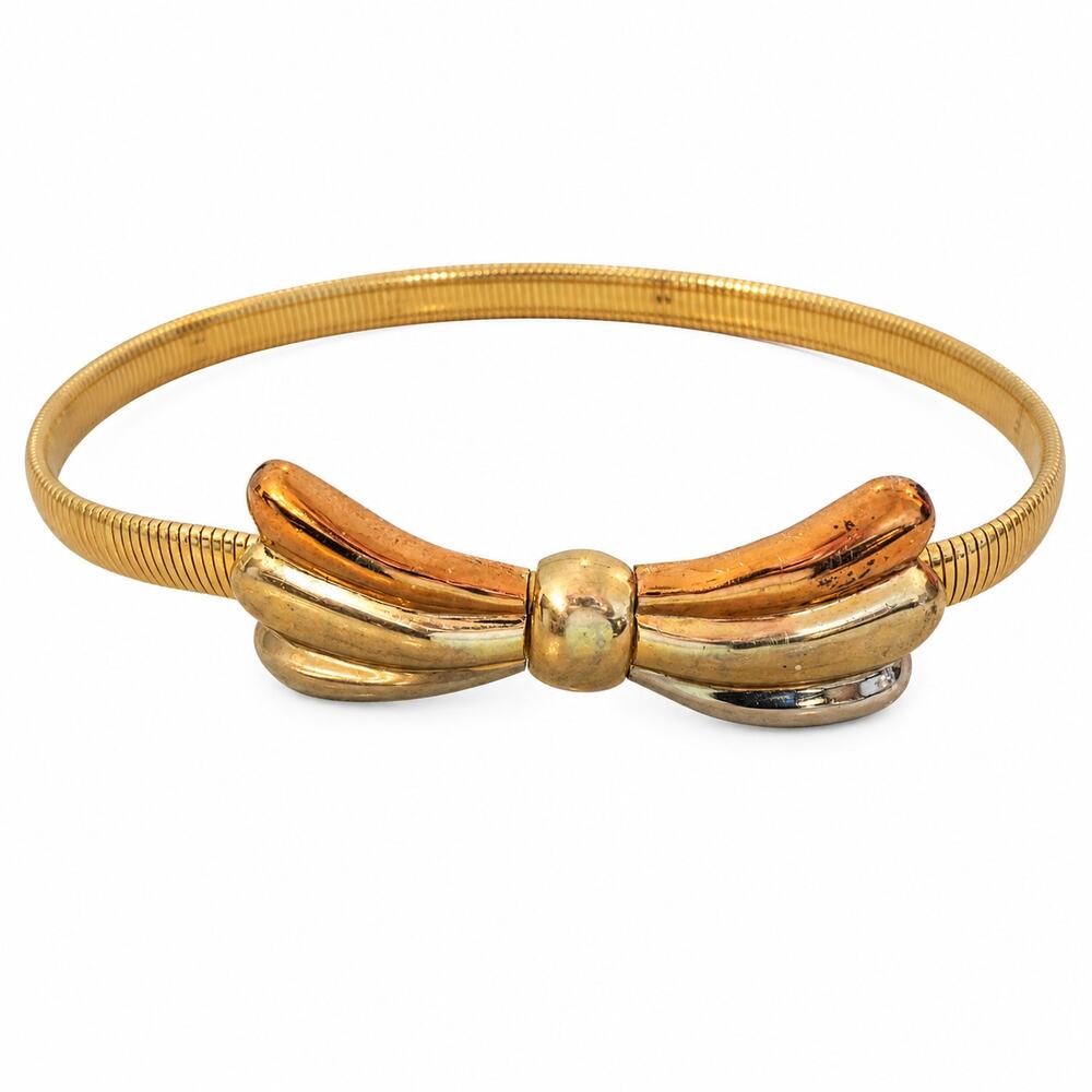 Vintage 1980s Accessorycraft USA Tri-Tone Bow Stretch Belt SMALL